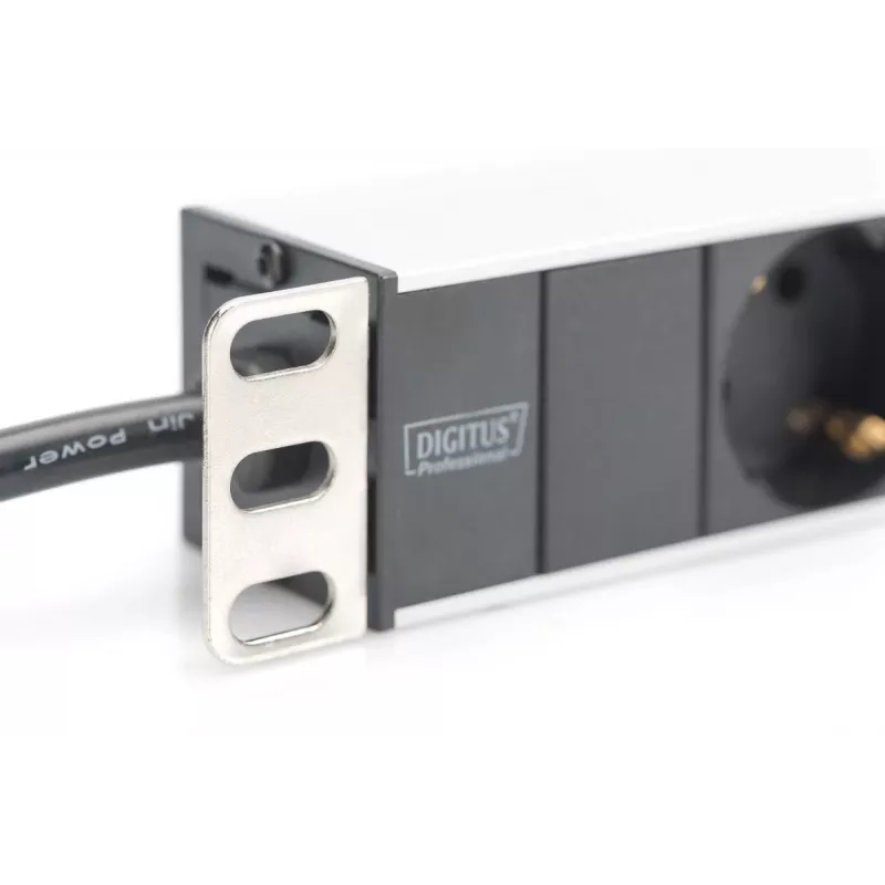PDU de alumínio DIGITUS 1U, montável em rack, potência nominal: 16A, 4000W, 250VAC 50/60Hz, 8 tomadas com proteção