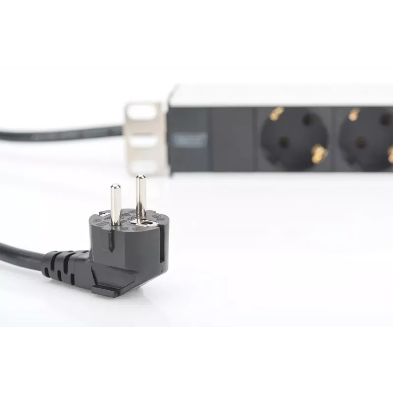 PDU de alumínio DIGITUS 1U, montável em rack, potência nominal: 16A, 4000W, 250VAC 50/60Hz, 8 tomadas com proteção