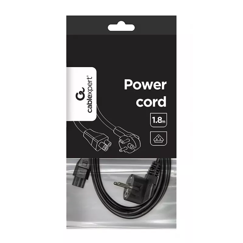 Gembird PC-186-ML12 cabo de alimentação, CEE 7/7 para C5, 1,8 m, VDE, preto