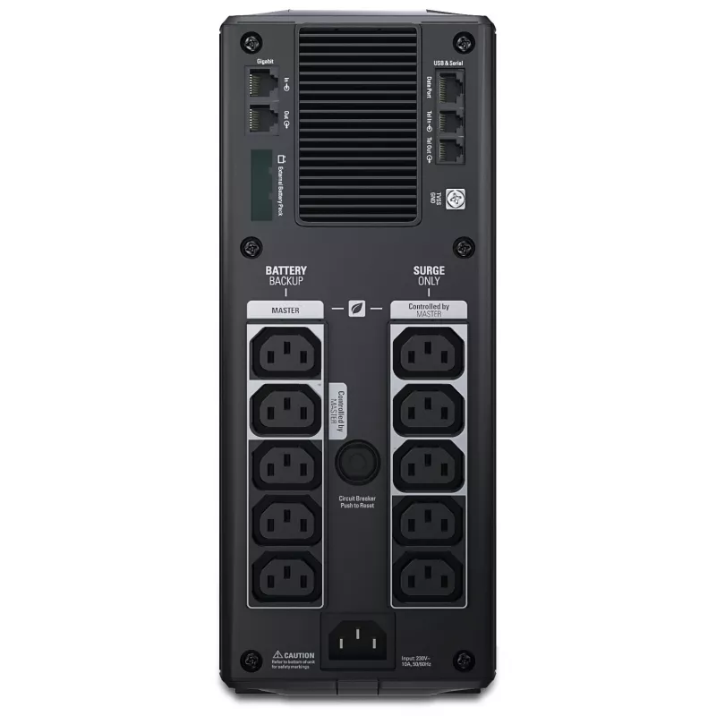 APC Back-UPS Pro, 1500VA/865W, torre, 230V, 10 tomadas IEC C13, AVR, LCD, bateria substituível pelo utilizador