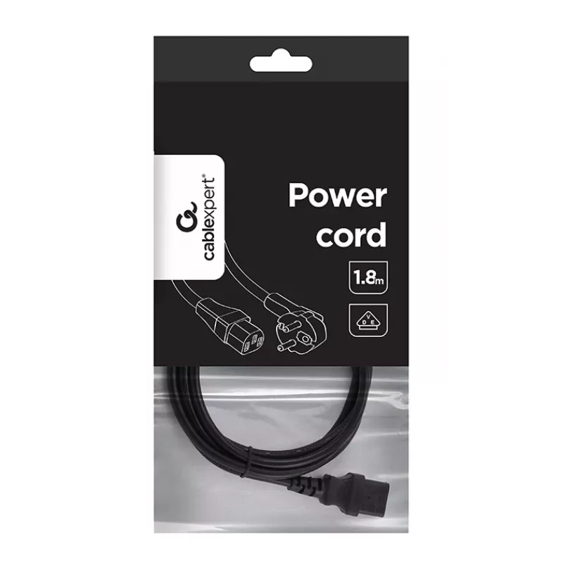 Gembird PC-186-VDE cabo de alimentação, CEE 7/7 para C13, VDE, 1,8 m, preto