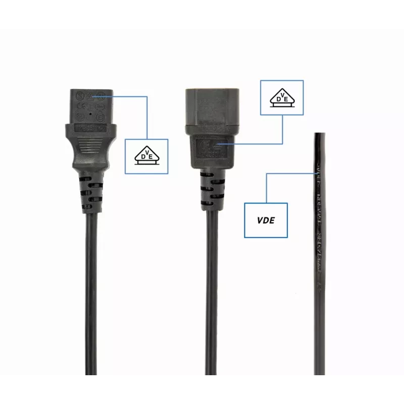 Gembird PC-186-VDE cabo de alimentação, CEE 7/7 para C13, VDE, 1,8 m, preto