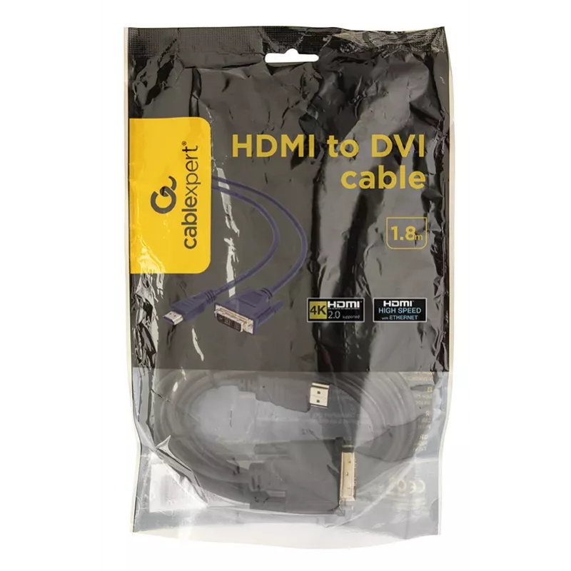 Cabo HDMI para DVI macho-macho GEMBIRD com fichas banhadas a ouro 2,0 m embalagem bulk