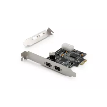 Placa de interface DIGITUS IEEE 1394b, PCIe 3 portas, 2x9 pinos externo + 1x9 pinos interno