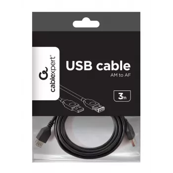 Cabo de extensão USB 2.0 Type-A para USB Type-A GEMBIRD (AM/AF), 1m - preto