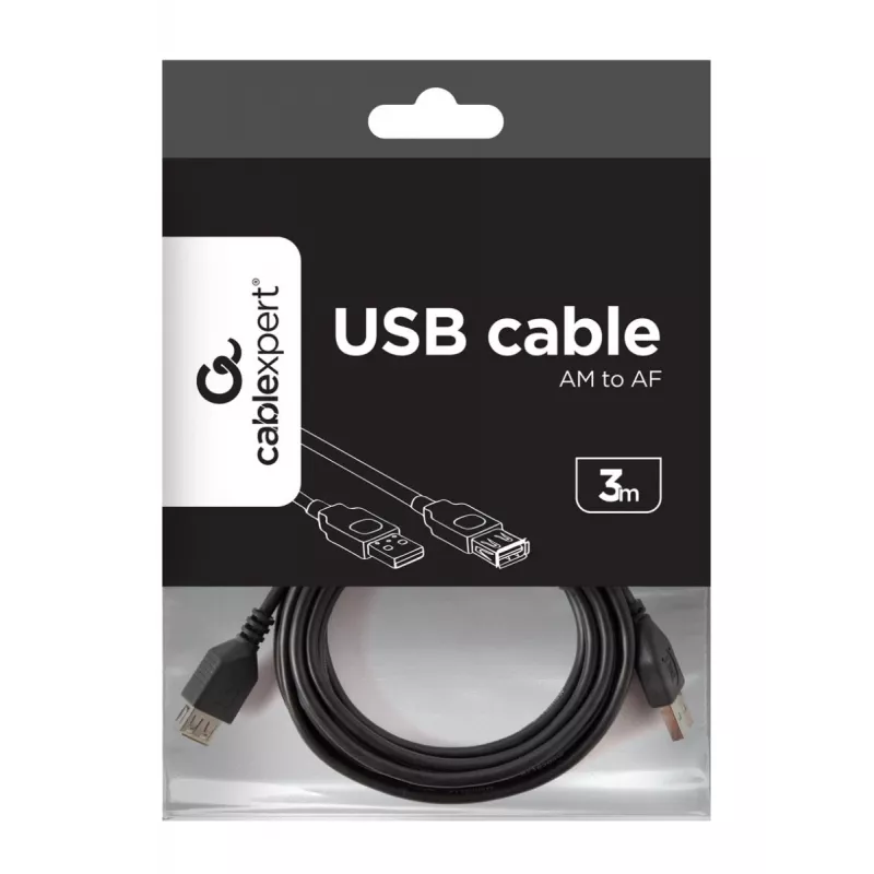 Gembird CCP-USB2-AMAF-10 cabo de extensão USB 2.0 tipo A (AM/AF), 3 m, preto