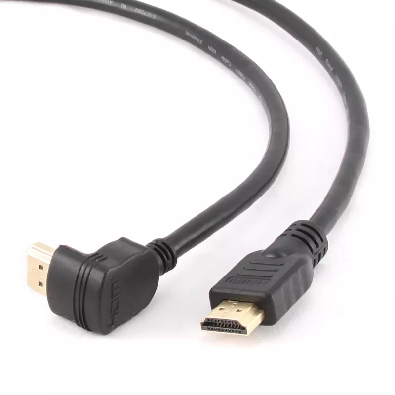 Cabo HDMI de alta velocidade com Ethernet GEMBIRD, ficha de 90 graus para cima, 3 m