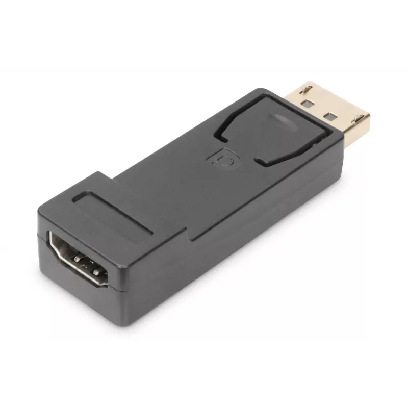 Adaptador DisplayPort DIGITUS ASSMANN, DP - HDMI Type-A macho/fêmea, com bloqueio, CE preto