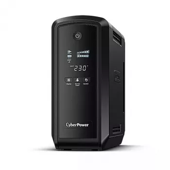 Fonte de alimentação ininterrupta CYBERPOWER CP900EPFCLCD — 0,9 kVA (540 W), 6 tomadas AC, LCD, onda sinusoidal pura, torre