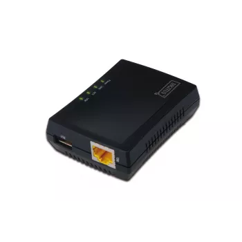 DIGITUS Servidor de rede USB multifunções, hub USB de rede de 1 porta, NAS, servidor de impressão USB 2.0, RJ45