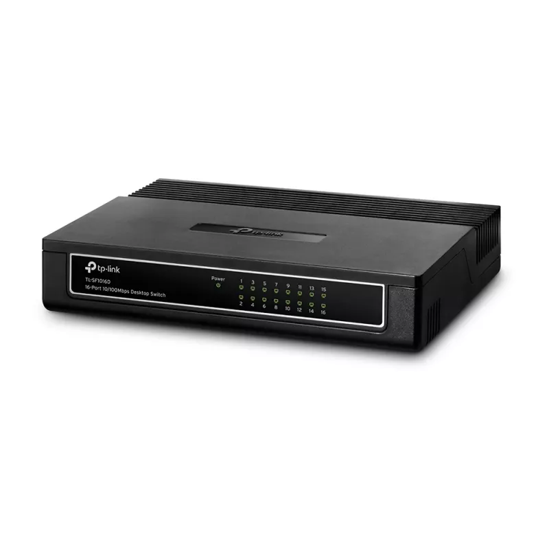 TP-Link Switch de secretária 16 portas 10/100Mbps, Não gerido, Fast Ethernet (10/100), Full Duplex, Montagem em rack, Montagem na parede