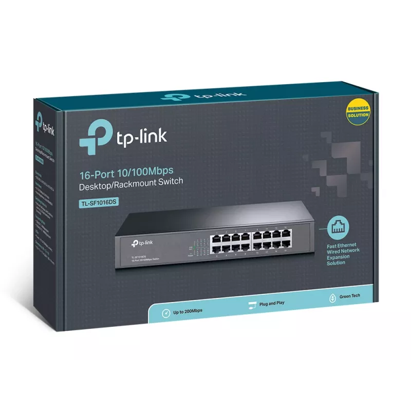 TP-Link TL-SF1016DS Switch de rede Não gerido Fast Ethernet (10/100) 1U Preto
