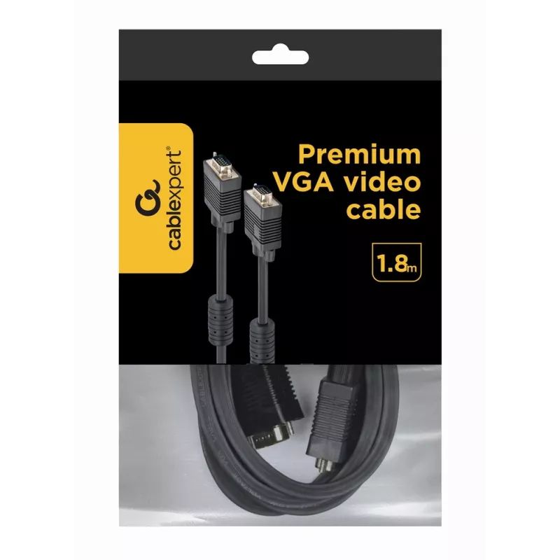 Cabo GEMBIRD Premium VGA HD15M/HD15M Duplo Blindado com 2*Núcleo de ferrite 2,0 m / Preto