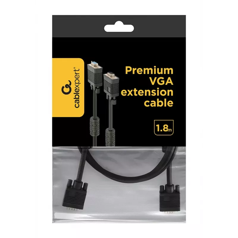 Cabo de extensão VGA GEMBIRD Premium Duplo Blindado com núcleos de ferrite, 1,8 m