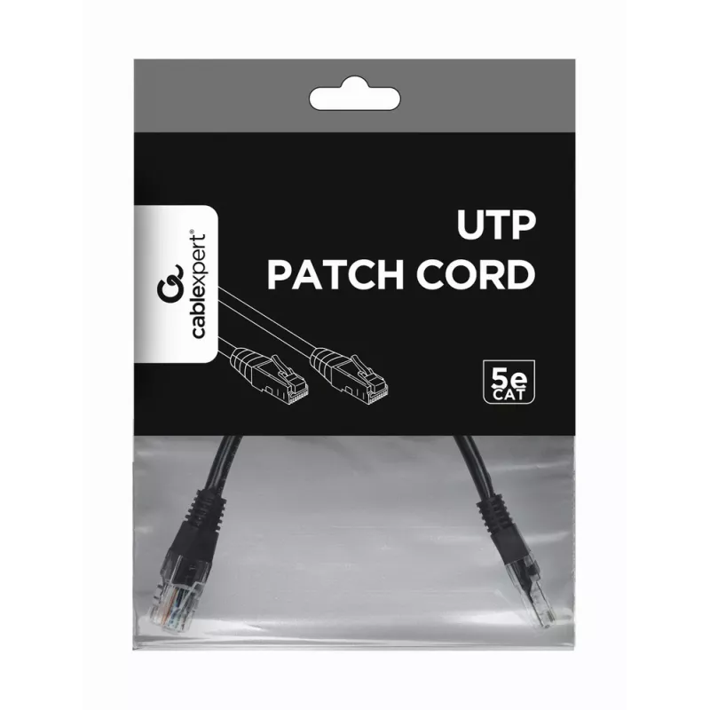 Cabo de rede GEMBIRD - Cat 5e - UTP - 25cm - Preto