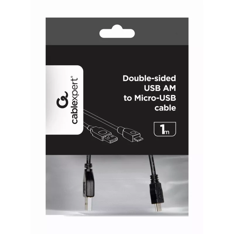 Cabo GEMBIRD USB 2.0 AM para Micro-USB bilateral, 1m - preto