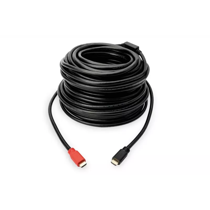 Cabo HDMI High Speed DIGITUS ASSMANN, Type-A, com amplificador, M/M, 15 m com Ethernet, Ultra HD 24p, CE, dourado preto