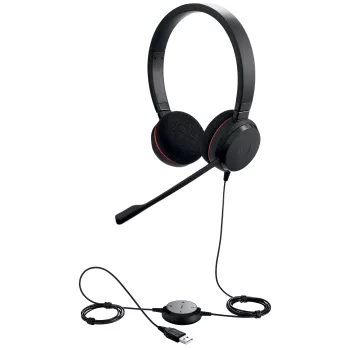 Jabra Evolve 20 MS estéreo, com fios, escritório/call center, 150 - 7000 Hz, 171 g, headset, preto