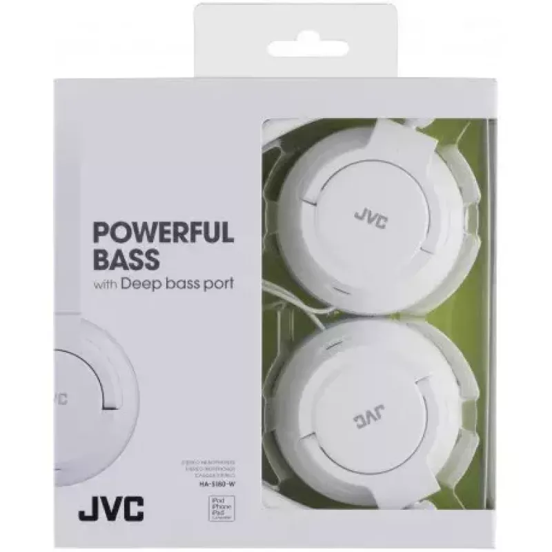 JVC HA-S180-W-E Auscultadores/Headset com fios de arco de cabeça para música brancos