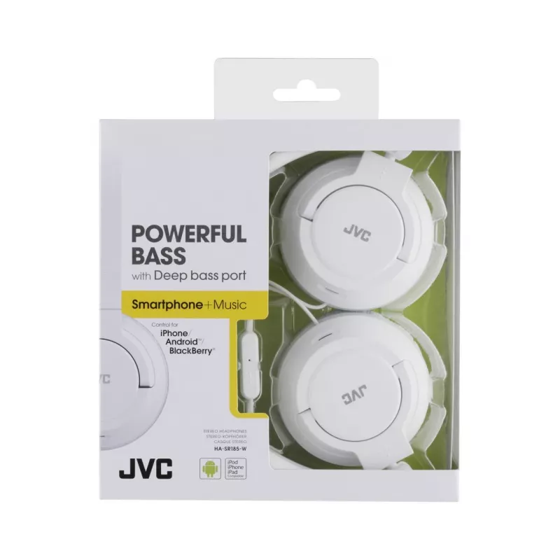 JVC HA-SR185-W-E Auscultadores leves, com fios, 10 - 22000 Hz, chamadas/música, 108 g, headset, brancos