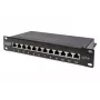 DIGITUS DN-91612S patch panel de 10 polegadas, 12 portas, Cat6 Classe E blindado, 1U, preto RAL 9005