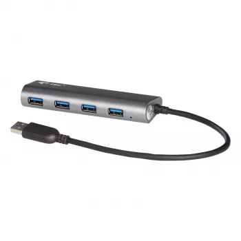 Hub USB i-tec Metal Superspeed USB 3.0 4 portas 5000 Mbit/s cinzento