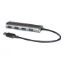 Hub USB i-tec Metal Superspeed USB 3.0 4 portas 5000 Mbit/s cinzento