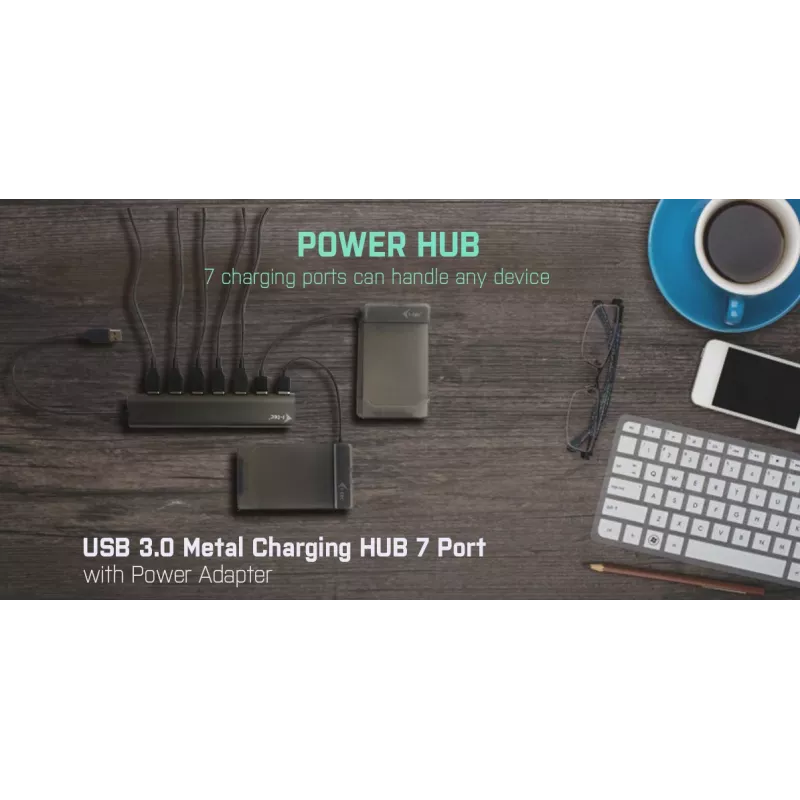 Hub USB 3.0 7 portas i-tec Metal Superspeed