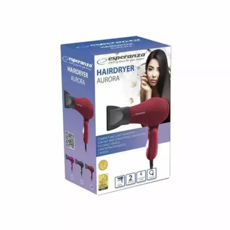 Esperanza Aurora EBH003R secador de cabelo, 750 W, vermelho