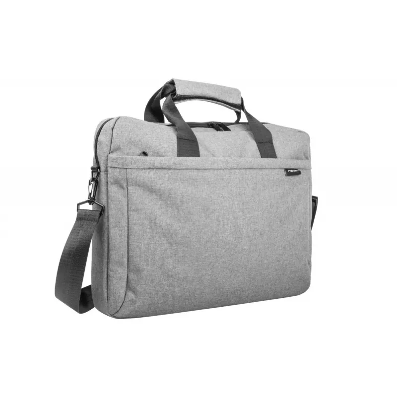 Mala de ombro NATEC Mustela para portáteis até 39,6 cm (15,6 polegadas), poliéster, cinzento, bolso frontal, alça de ombro