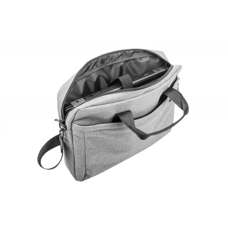 Mala de ombro NATEC Mustela para portáteis até 39,6 cm (15,6 polegadas), poliéster, cinzento, bolso frontal, alça de ombro