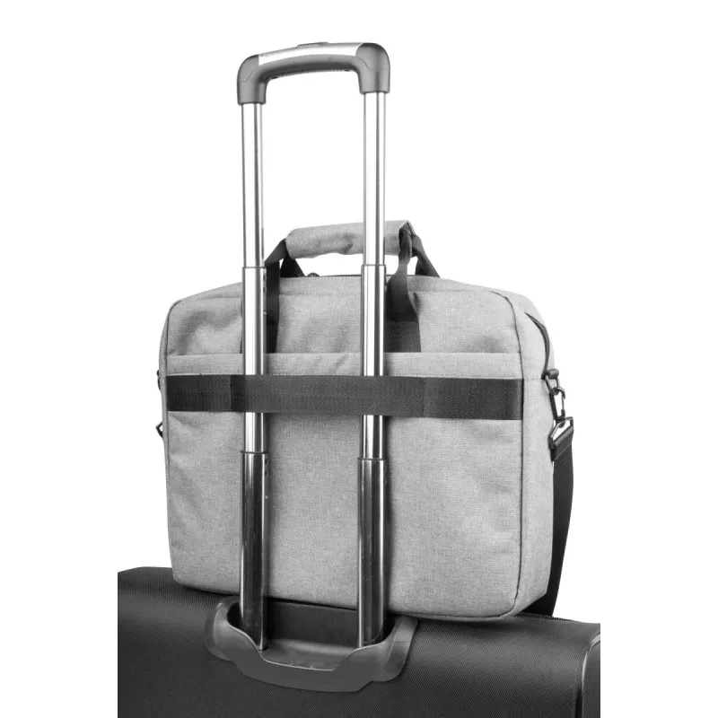 Mala de ombro NATEC Mustela para portáteis até 39,6 cm (15,6 polegadas), poliéster, cinzento, bolso frontal, alça de ombro