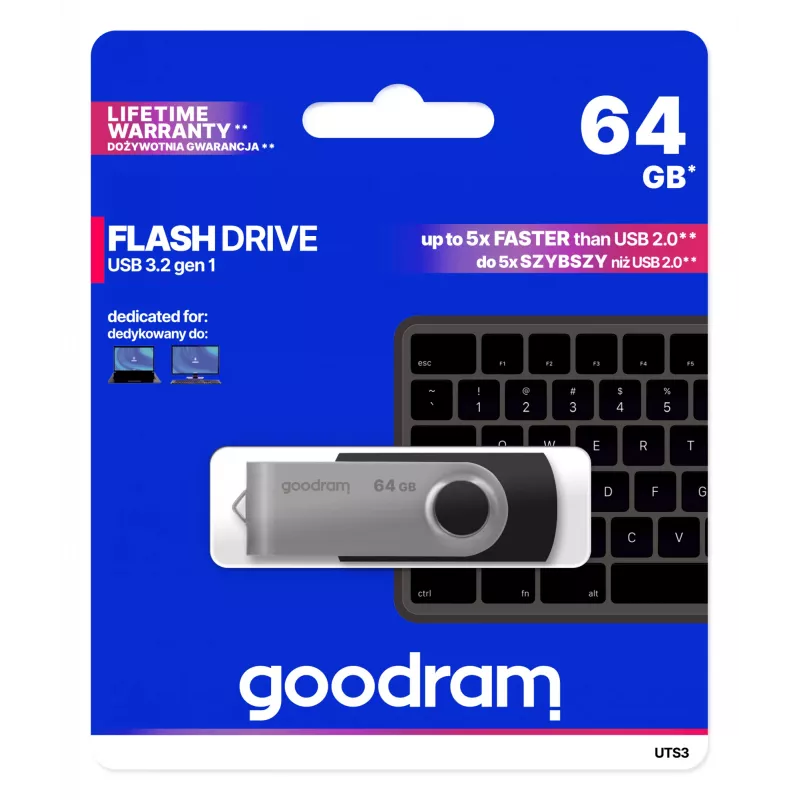 Pen USB Goodram UTS3 64 GB USB Type-A 3.2 Gen 1 (3.1 Gen 1) preto