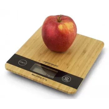 Balança de cozinha eletrónica ESPERANZA EKS005 — capacidade de 5 kg, precisão de 1 g, plataforma de bambu