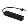 Hub USB 3.0 fino i-tec Advance 3 portas adaptador Gigabit Ethernet preto