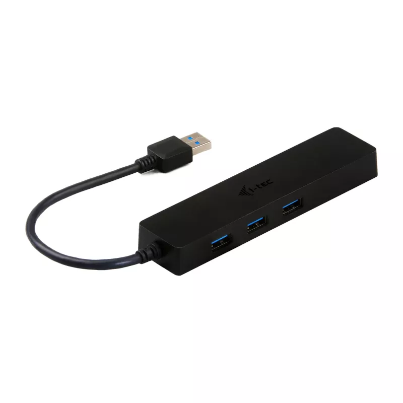 Hub USB 3.0 fino i-tec Advance 3 portas adaptador Gigabit Ethernet preto
