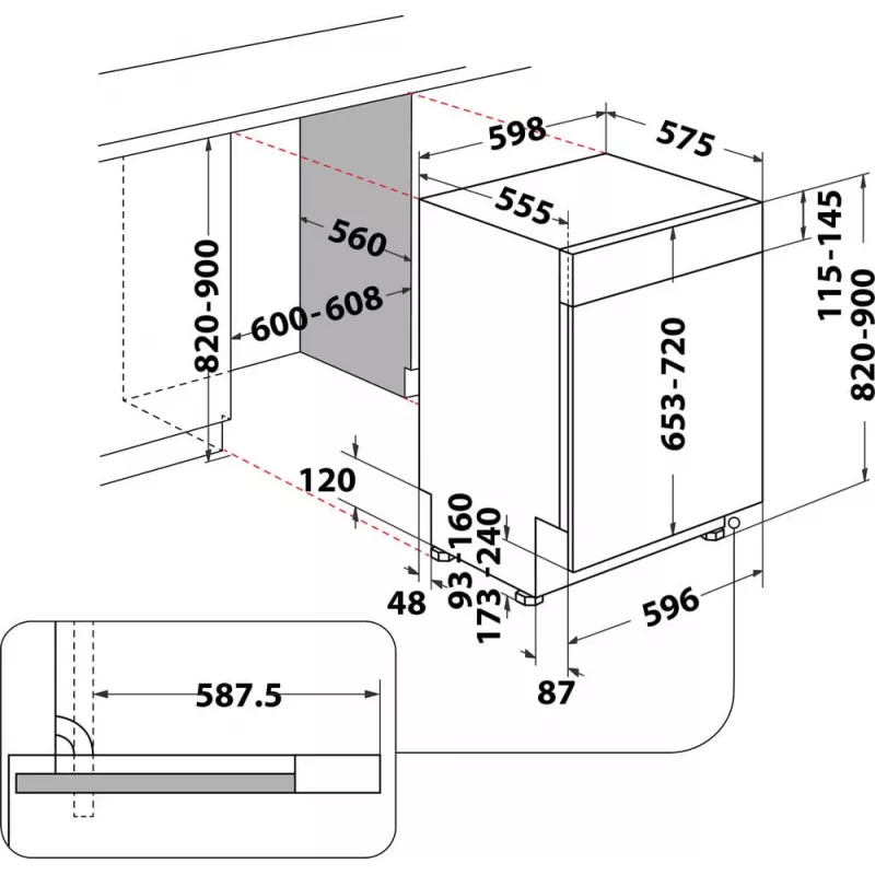 Whirlpool WBC3C26B semi encastrado 14 conjuntos de louça