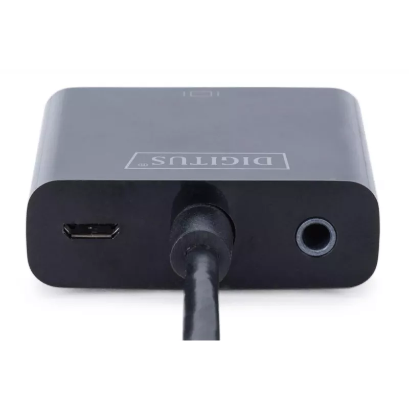 Adaptador conversor DIGITUS HDMI para VGA Type-A - conector VGA (D-Sub), conector fêmea de áudio de 3,5 mm, preto