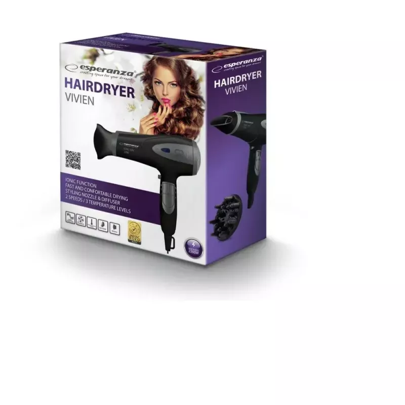 Esperanza Vivien EBH005K secador de cabelo iónico, 2200 W, preto