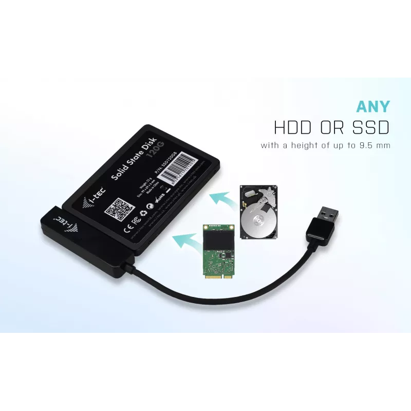 Caixa HDD/SSD i-tec MySafe USB 3.0 Easy 2,5 polegadas caixa externa preta