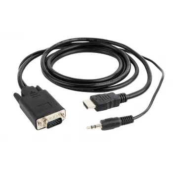 Cabo adaptador GEMBIRD HDMI para VGA e áudio, conector único, 1,8 m - preto