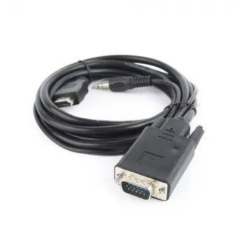Cabo adaptador GEMBIRD HDMI para VGA e áudio, conector único, 1,8 m - preto