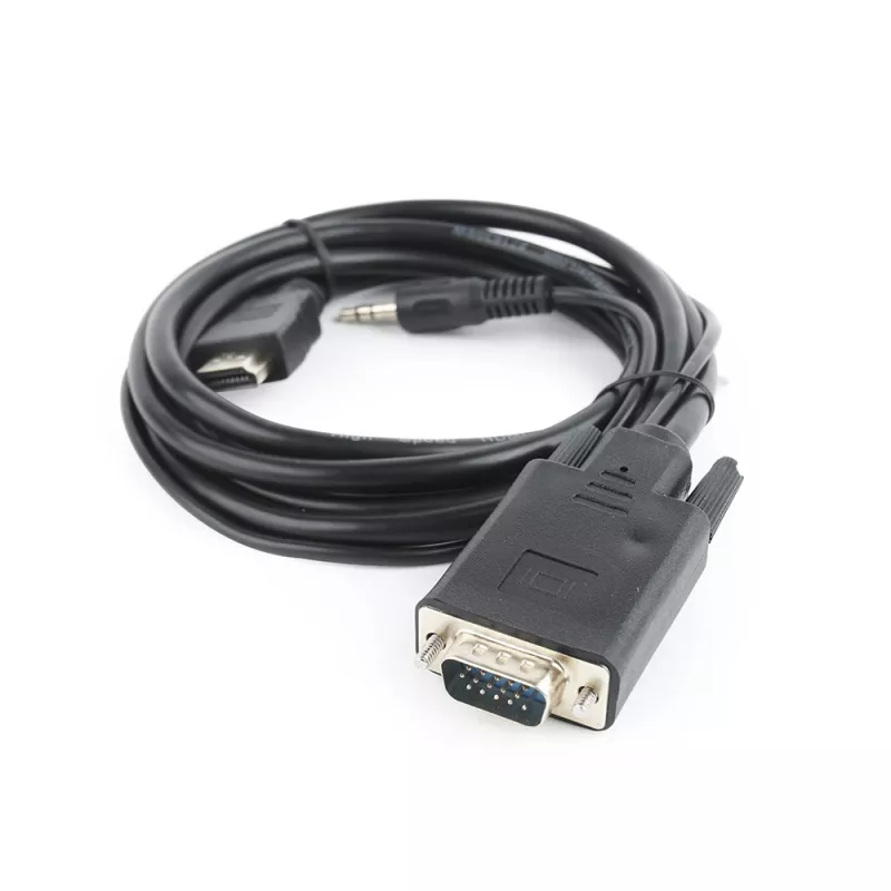 Cabo adaptador GEMBIRD HDMI para VGA e áudio, conector único, 1,8 m - preto