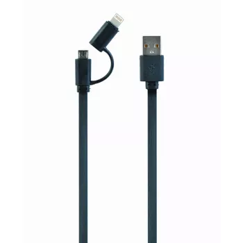 Cabo combinado de carregamento GEMBIRD USB para Apple Lightning e Micro-USB 1m - preto