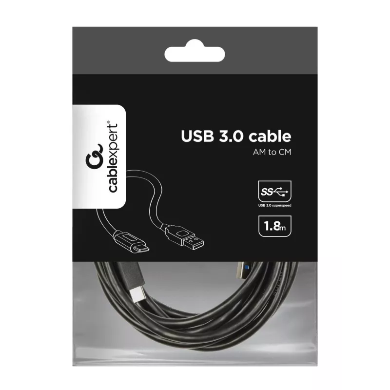 Cabo USB Gembird CCP-USB3-AMCM-6 USB 3.2 Gen 1 (USB-C para USB-A) 1,8 m preto