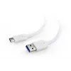 Cabo GEMBIRD USB 3.0 AM para Type-C (AM/CM) 1 m - branco