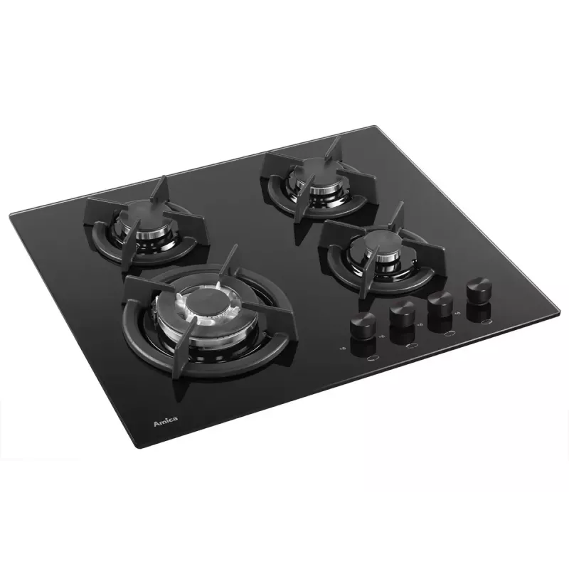 Placa de fogão a gás de encastrar Amica PG6411SR, 4 zonas, controlo mecânico