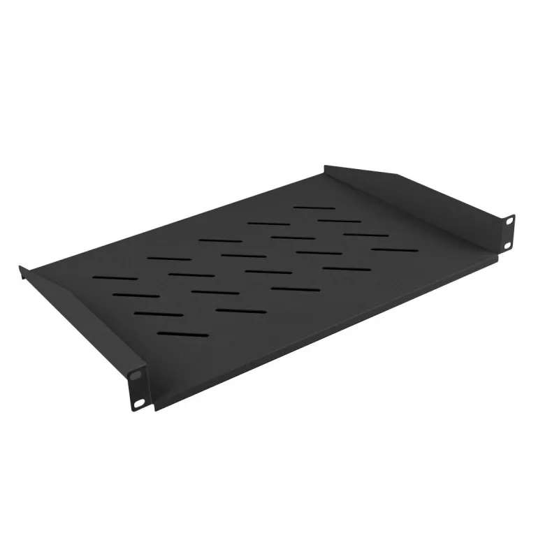 Lanberg AK-1008-B prateleira fixa 1U para armários de 19 polegadas (482,6 mm), 483x315 mm, para armários com 450/600/800/1000 mm de profundidade, máx. 25 kg, preta RAL 9004