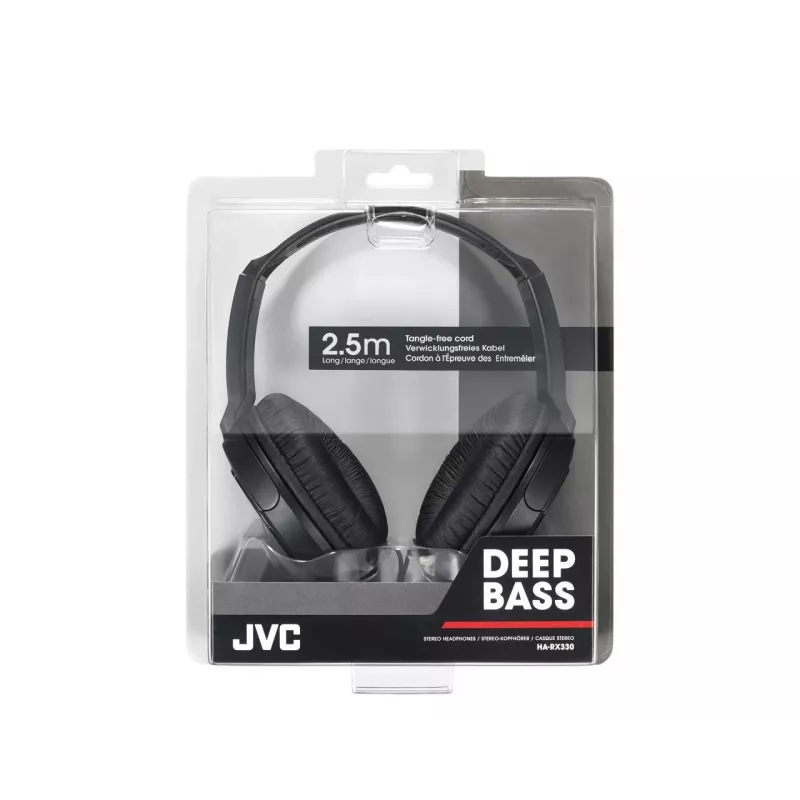 Auscultadores JVC HA-RX330-E com fios arco música preto