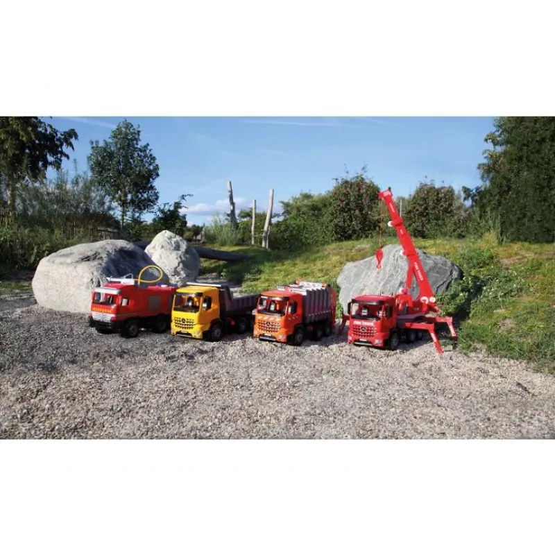 LENA GIGA TRUCKS Camião de bombeiros com grua Arocs, modelo de camião com grua, 3 ano(s), preto, cinzento, vermelho
